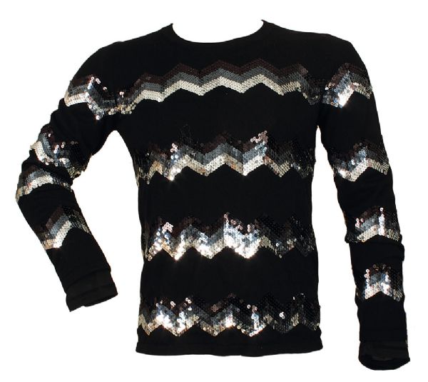 Michael Jackson Ebony Magazine Photo Shoot Worn Black Sequin Sweater Pullover Top
