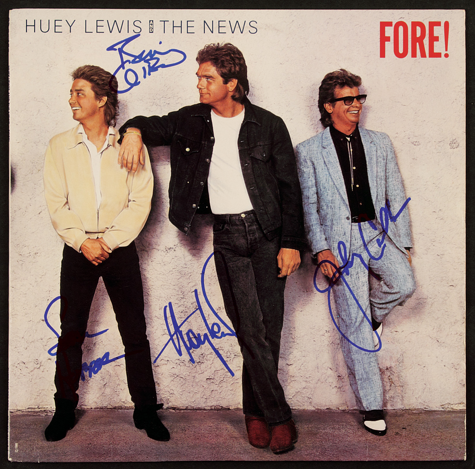 Huey Lewis and The News Signed "Fore!" 