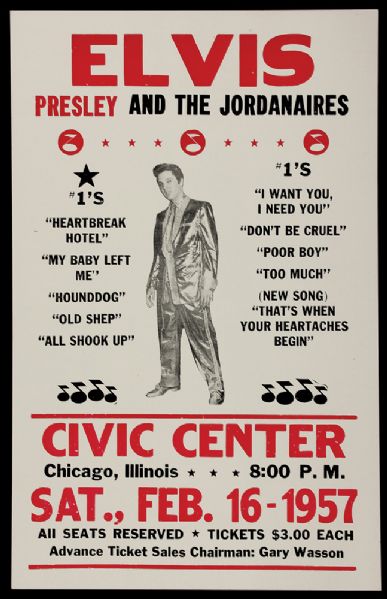 Elvis Presley 1957 Civic Center Concert Poster Reproduction