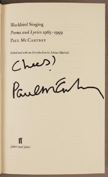 Paul McCartney Signed "Blackbird Singing" Book of Poems 