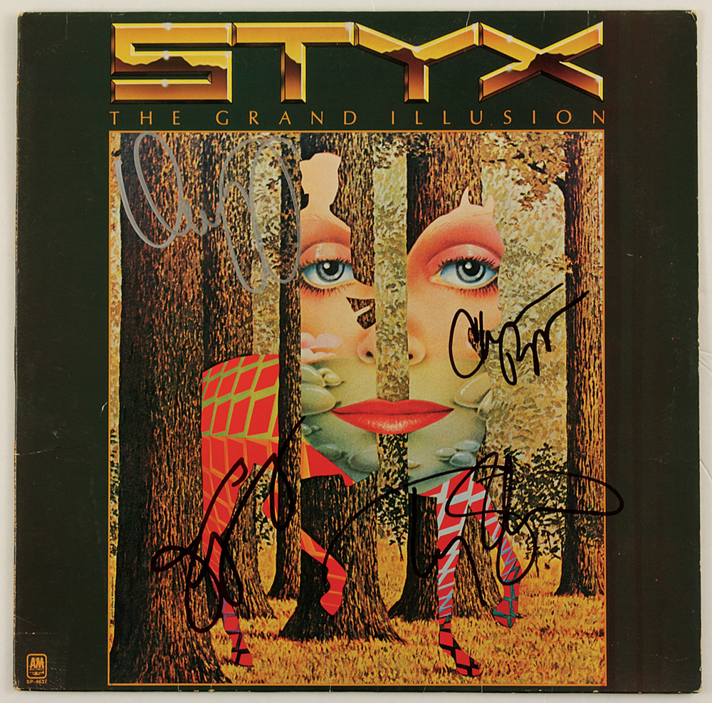 lot detail styx signed quot grand illusion quot album blank certificate of authenticity