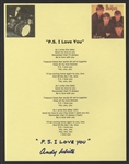 Beatles Andy White Signed "P.S. I Love You" Printed Lyrics