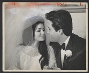 Elvis and Priscilla Presley Original Wire Stamped Wedding Photograph