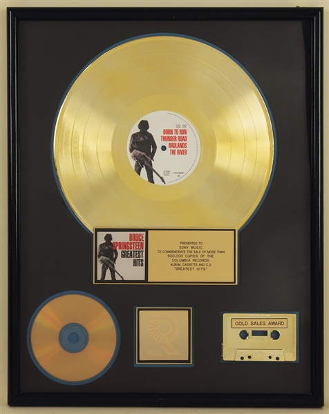 Bruce Springsteen "Greatest Hits" Original RIAA Gold Album, Cassette and C.D. Award