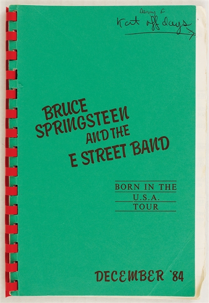 Bruce Springsteen and the E Street Band Original 1984 "Born In The U.S.A." Tour Itinerary