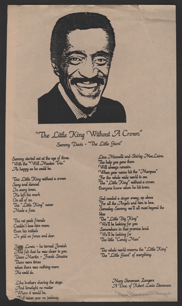 Sammy Davis, Jr. Poem From His Estate