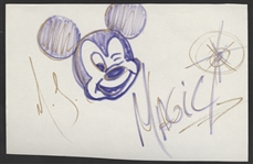 Michael Jackson History Tour Hand Drawn, Signed and "Magic" Inscribed Original Mickey Mouse Drawing