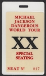 Michael Jackson Signed Dangerous Tour Backstage Pass Laminate