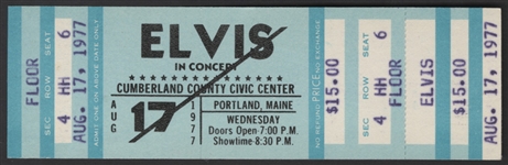 Elvis Presley Original Unused 1977 Concert Ticket