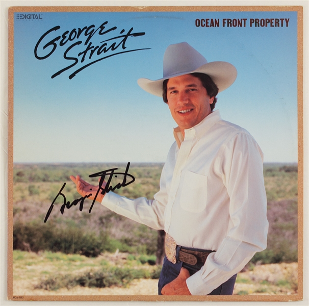 George Strait Signed "Ocean Front Property" Album Cover