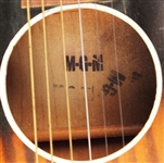 Elvis Presley Original Jailhouse Rock Film Used, Signed and Inscribed Harmony Sunburst Guitar