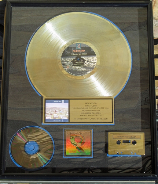 Pink Floyd gold RIAA Album, Cassette and C.D. Award for “A Momentary Lapse Of Reason” Presented to Pink Floyd