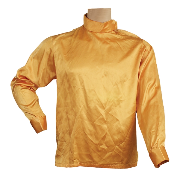 Elvis Presley Worn "Live A Little Love A Little" Custom Made Gold Pullover Shirt With French Cuffs