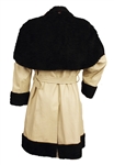 Elvis Presley Owned & Worn Custom Made Superfly Double Breasted White Leather Coat With Faux Fur Trim and Detachable Cape 
