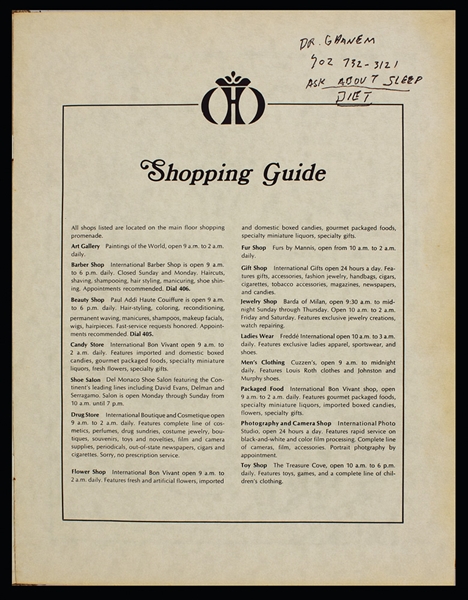 Elvis Presley Hand Annotated Las Vegas International Hilton Telephone Directory With Handwritten Notes