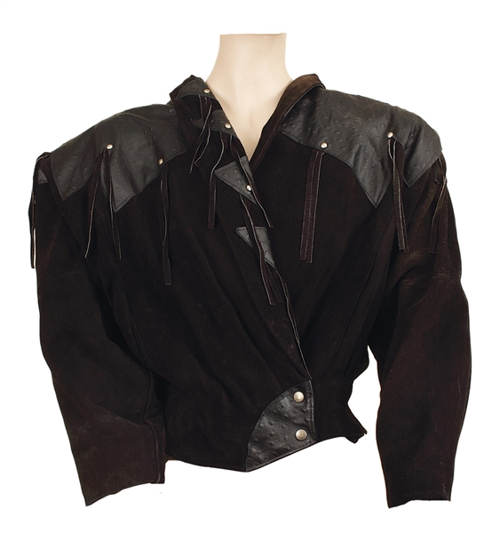 Janet Jackson Owned & Worn Black Leather & Suede Fringe Jacket