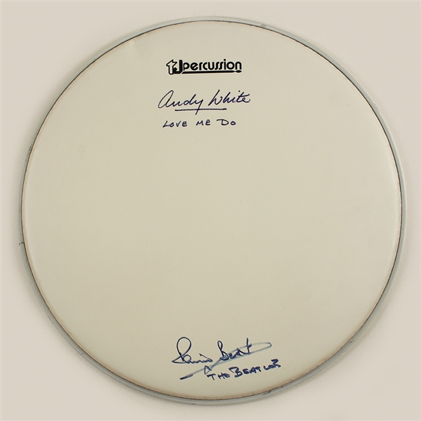 Beatles Pete Best & Andy White Signed Drumhead