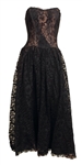 Janet Jackson Owned & Worn Black Lace Jessica McClintock Dress with Black Leather Boots