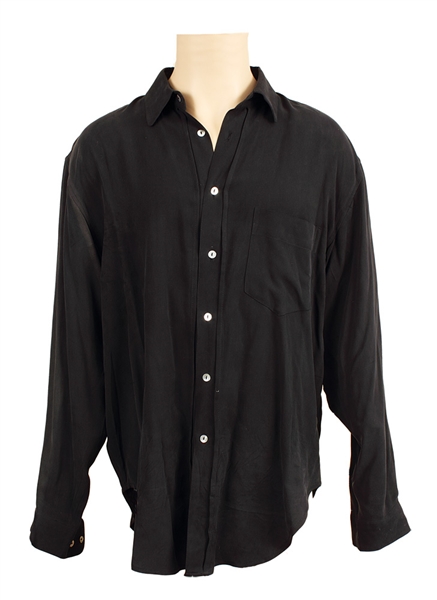 Michael Jackson Owned and Worn Black Silk Long Sleeved Shirt
