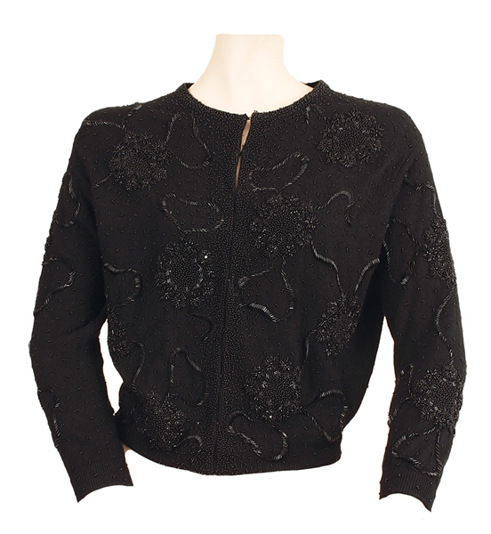 Janet Jackson Owned and Worn Black Beaded Sweater