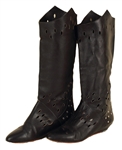 Janet Jackson Owned & Worn Black Lace Jessica McClintock Dress with Black Leather Boots