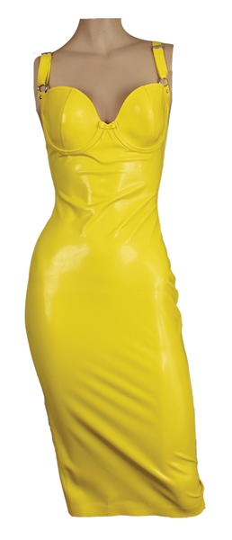 yellow latex dress