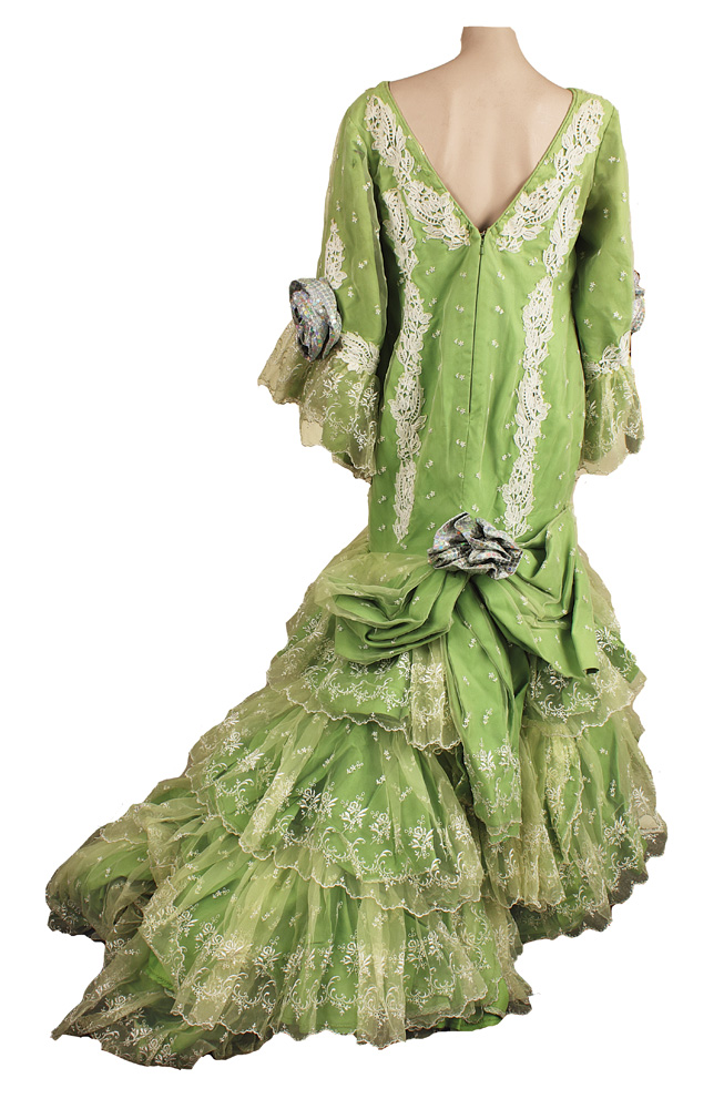 Lot Detail - Celia Cruz Worn Elaborate Green Lace Organza Evening Gown ...