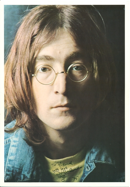 John Lennon Extremely Rare Signed & Inscribed Original "White Album" Photograph