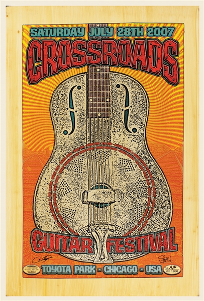 Eric Clapton Original Two-Sided Artists Proof Poster for His 2007 Crossroads Guitar Festival Signed & Numbered by Donovan and Sperry