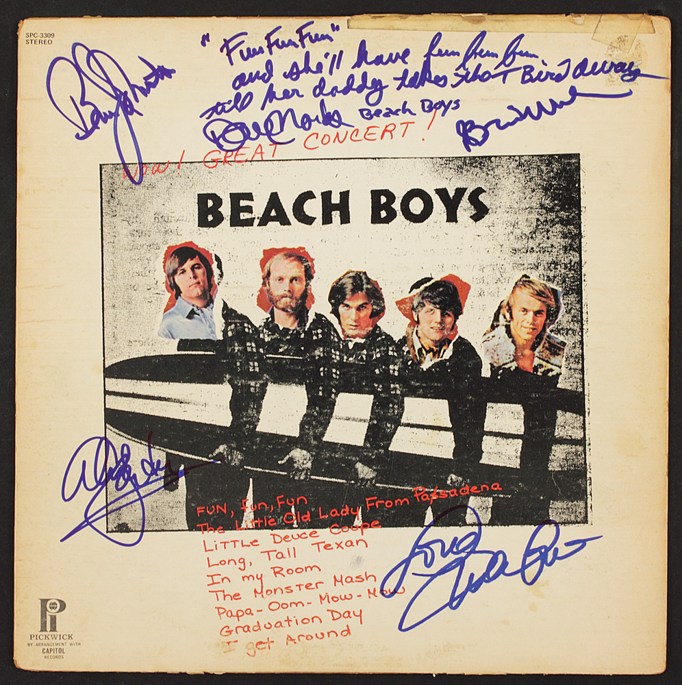 Lot Detail Beach Boys Signed Fun Fun Fun Lyrics