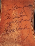 Elvis Presley 1950's Owned & Worn Black and White Leather Stage Shoes, Signed & Inscribed to Gary Pepper and The Tankers Fan Club