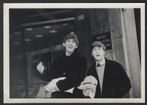 Early Beatles Original Snapshot Photograph Featuring George and John at the BBC
