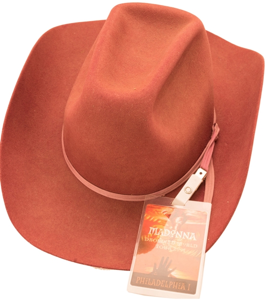 Madonna 2011 Roseland Ballroom Stage Worn Stetson Cowboy Hat and Personal Drowned World Tour Laminate