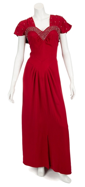 Madonna "Evita" Film Worn Long Red Dress With Rhinestones From Musical Number “Peron’s Latest Flame"