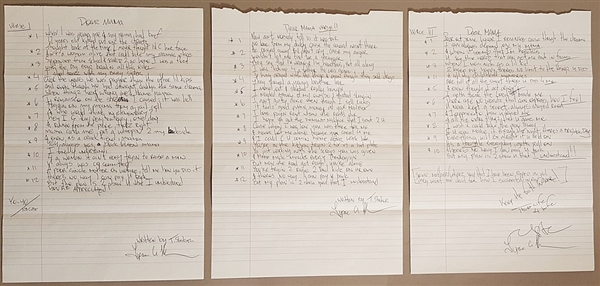 Tupac Shakur "Dear Mama" Handwritten and Signed Lyrics