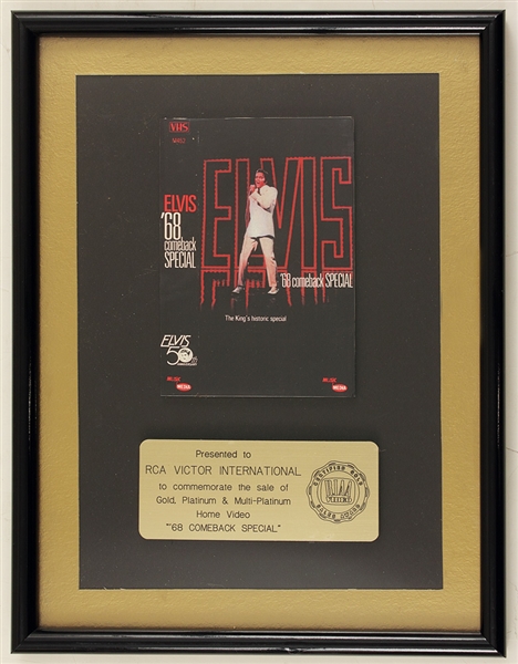 Elvis Presley "68 Comeback Special" Original RIAA Gold, Platinum and Multi-Platinum Home Video Award Presented to RCA Victor International