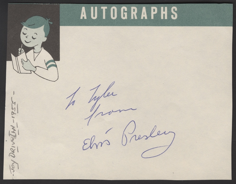 Elvis Presley 1955 Signed & Inscribed Autograph Page