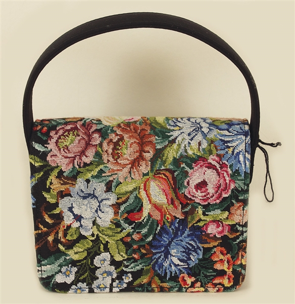 Liza Minelli Owned and Used Floral Needlepoint Handbag