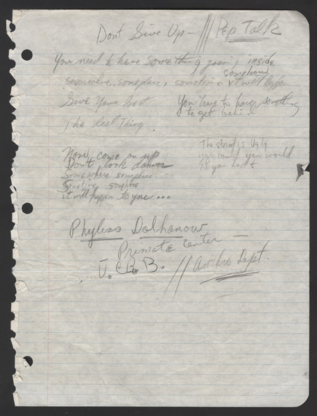 Grateful Dead Mickey Hart Handwritten Lyrics Circa 1978-79 While Recovering from Car Accident