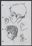 Michael Jackson Hand-Drawn, Initialed and Dated Self-Portraits