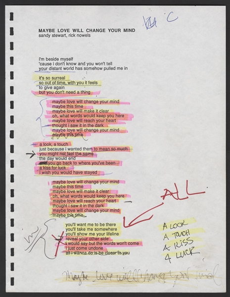 Stevie Nicks "Maybe Love Will Change Your Mind" Hand Annotated Lyrics