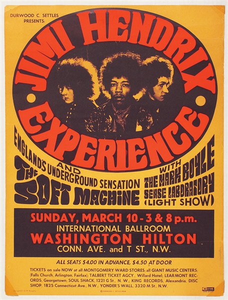 Jimi Hendrix Experience 1968 Original Washington Hilton Concert Poster