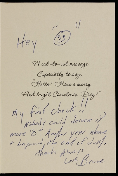 Bruce Springsteen Handwritten & Signed Christmas Card to Obie