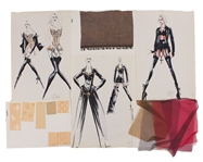 Madonna "Blond Ambition Tour" Original Archive of 32 Jean-Paul Gaultier Hand Drawn Iconic Costume Designs and Swatches