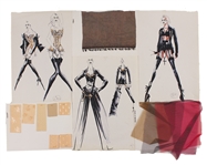 Madonna Blond Ambition Tour Original Archive of 32 Jean-Paul Gaultier Hand Drawn Iconic Costume Designs and Swatches