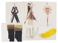 Madonna Blond Ambition Tour Original Archive of 32 Jean-Paul Gaultier Hand Drawn Iconic Costume Designs and Swatches
