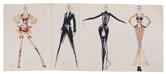 Madonna Blond Ambition Tour Original Archive of 32 Jean-Paul Gaultier Hand Drawn Iconic Costume Designs and Swatches