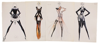 Madonna Blond Ambition Tour Original Archive of 32 Jean-Paul Gaultier Hand Drawn Iconic Costume Designs and Swatches