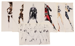 Madonna Blond Ambition Tour Original Archive of 32 Jean-Paul Gaultier Hand Drawn Iconic Costume Designs and Swatches