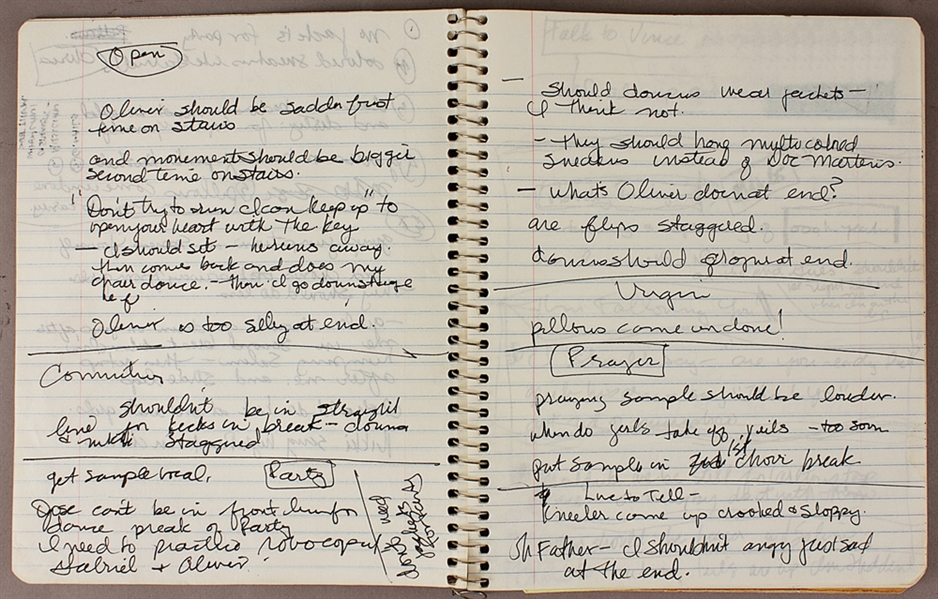 Madonna Handwritten "Blond Ambition" Stage Directions With Typed Wardrobe Budget and Alek Keshishian Typewritten "Truth or Dare" Proposal 